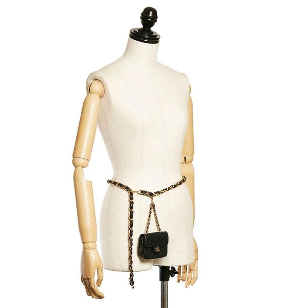 Chanel Chain Belt Waist Bag Mini Matelasse Black Lambskin - Picture 8 of 8